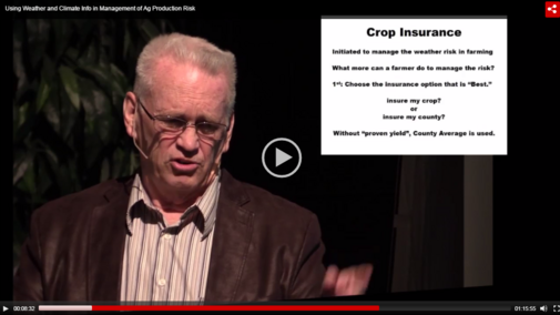 Screen capture of Elwynn Taylor on using climate data to manage production risk