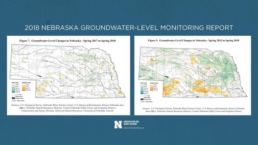 Two maps showing groundwater level changes in Nebraska