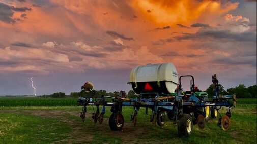 tractor under storm