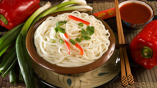 Bowl of white noodles