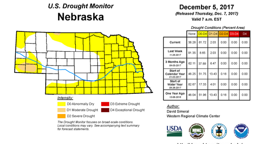 December 5, 2017 Drought Monitor for Nebraska