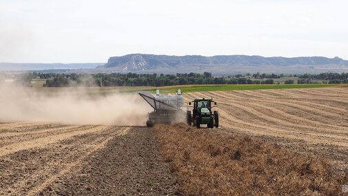 Dry bean harvest underway in a field in western Nebraska