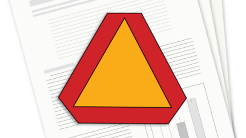 Graphic of a slow-moving sign over an equipment lease