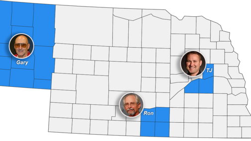 Map of highlighted counties with reports for May 17