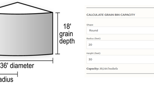 Grain bin calculator and illustration