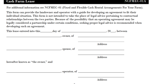 Sample ag land lease