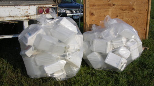 pesticide containers ready for recycling