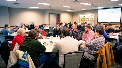 Farmers, Nebraska Extension educators, and NRCS employees at the NRCS-Nebraska Extension Soil Health Initiative Meeting held in York earlier this year. (Photo by Laura Thompson)