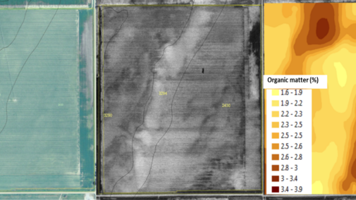 Maps of soil nutrient and organic matter zones in a field