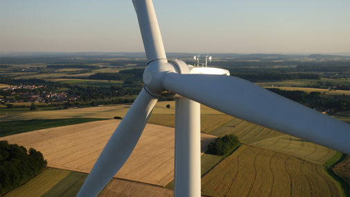 Wind turbine on farm