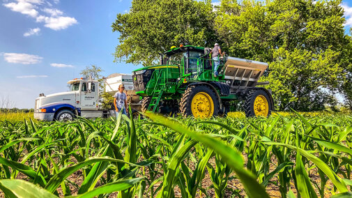 youth during product application in field