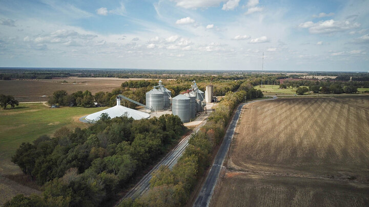 aerial view of farmland