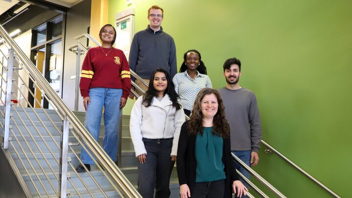 The coordinator for the IANR Writing Fellows program is Christine Booth (front), a lecturer on scientific communication in the College of Agricultural Sciences and Natural Resources. The participating graduate students are: second row from left, Sujani De Silva and Jaber Ghorbani Kahrizsangi; third row from left, Nafisa Lubna and Jennifer Okoliko; and back row, Kevin Steele.