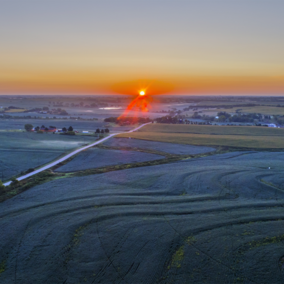 sunset on Nebraska farm