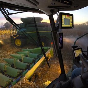 Photo of harvest from a combine's perspective