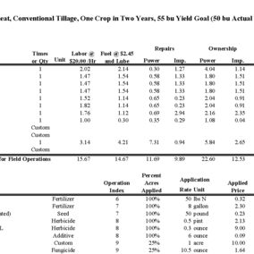 Image of a partial wheat crop budget