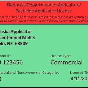 Sample of 2018 commercial pesticide applicator card