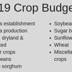 Card promoting the 2019 Crop Budgets