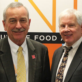 Chuck Hibberd (left), dean and director of Nebraska Extension, poses with J. Scott Angle, director of the National Institute of Food and Agriculture, during the NIFA Hall of Fame ceremony April 25 in Washington, D.C. (USDA-NIFA)