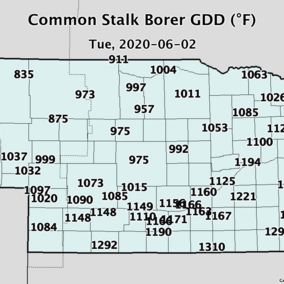 map showing GDD accumulation in Nebraska