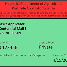 Sample pesticide applicator card