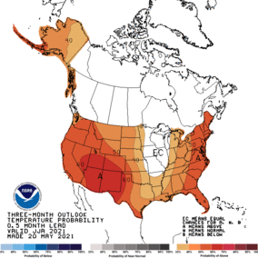 June-August temp forecast map