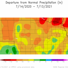 Annual departure from normal precipitation map