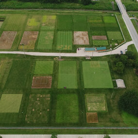 Turfgrass farm in aerial display