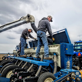 Farmer on machinery