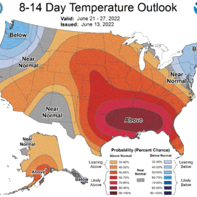 Temperature forecast map