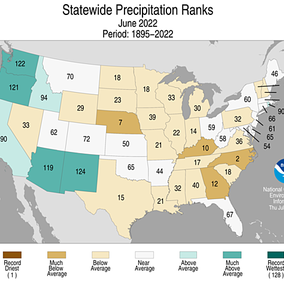 Precipitation rankings map