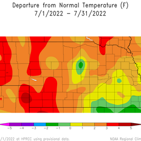 Departure from normal temps map