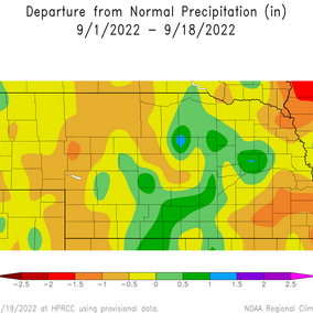 Departure from normal precipitation map