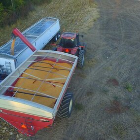 Grain truck in field