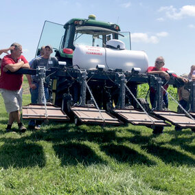 Flame weeding demonstration