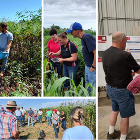 Collage of people attending soil health events in 2023