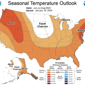 Summer 2024 temperature outlook map