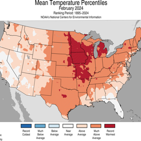 Temperature percentiles map