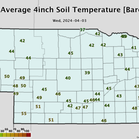 Four-inch bare soil temp map