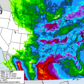 Projected precipitation map July 3-10