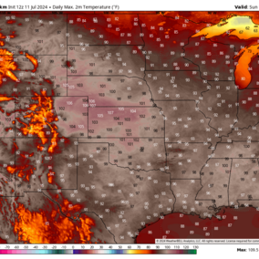 Projected high temperatures on Sunday, July 14