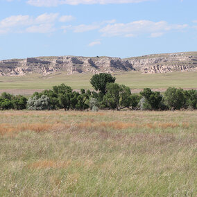 Pasture near rock formation in western Nebraska