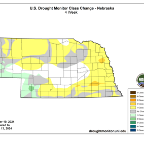 One month drought changes map