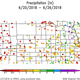 Nebraska precipitation map based on single point data