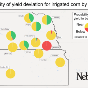 Map of corn yield deviation from long-term averages