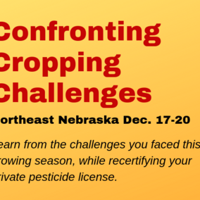 Card promoting the Confronting Cropping Challenges meetings