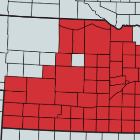 Counties where bacterial leaf streak has been confirmed
