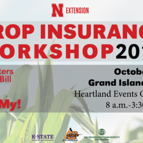 Graphic promoting the Oct. 30 Crop Insurance Workshop in Nebraska