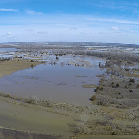 aerial view of the historic 2019 flood