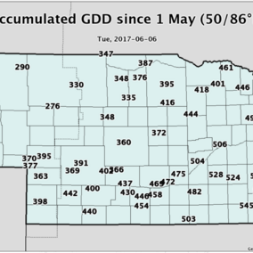 Map of accumulated GDD in Nebraska